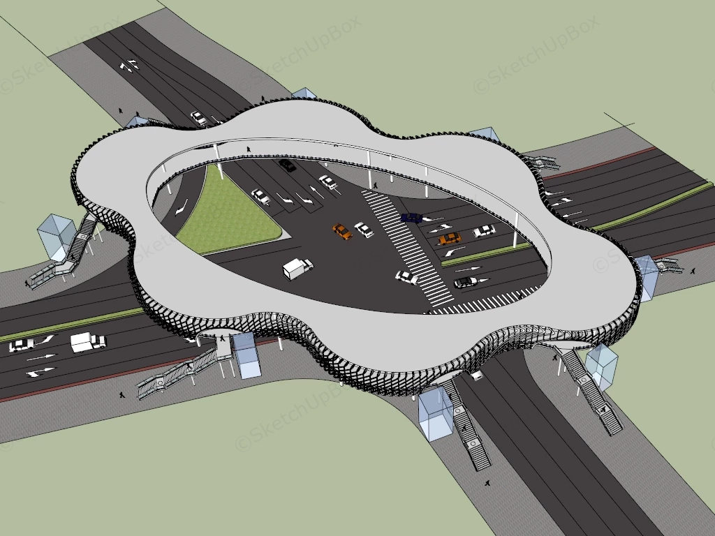 Cross Road Pedestrian Bridge sketchup model preview - SketchupBox