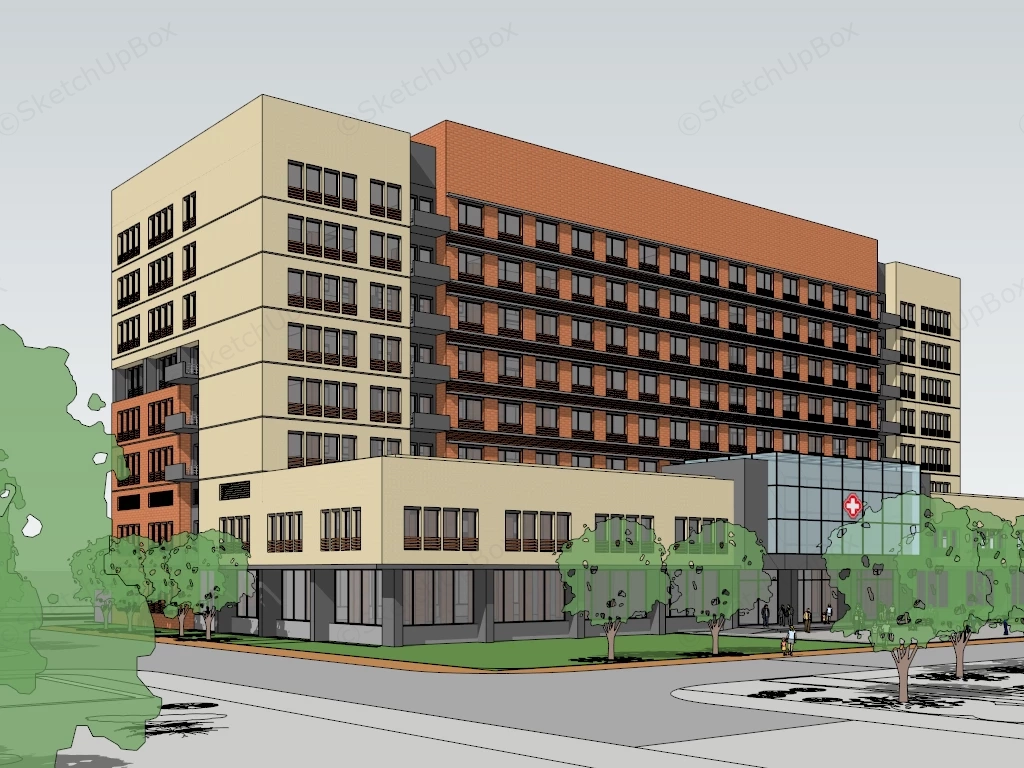 Hospital Design Plan Architecture sketchup model preview - SketchupBox