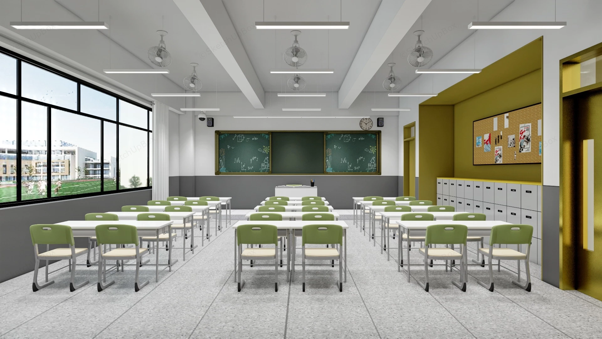 Middle School Classroom Design sketchup model preview - SketchupBox