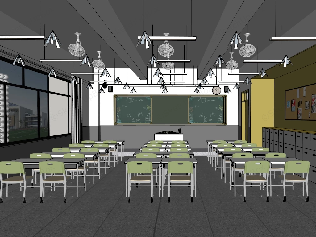 Middle School Classroom Design sketchup model preview - SketchupBox