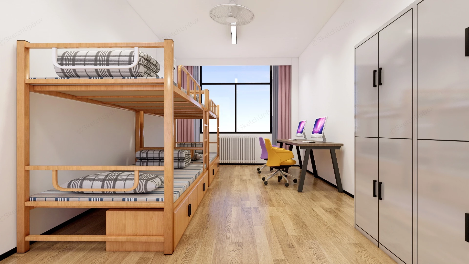 4 Person Student Dorm Room sketchup model preview - SketchupBox
