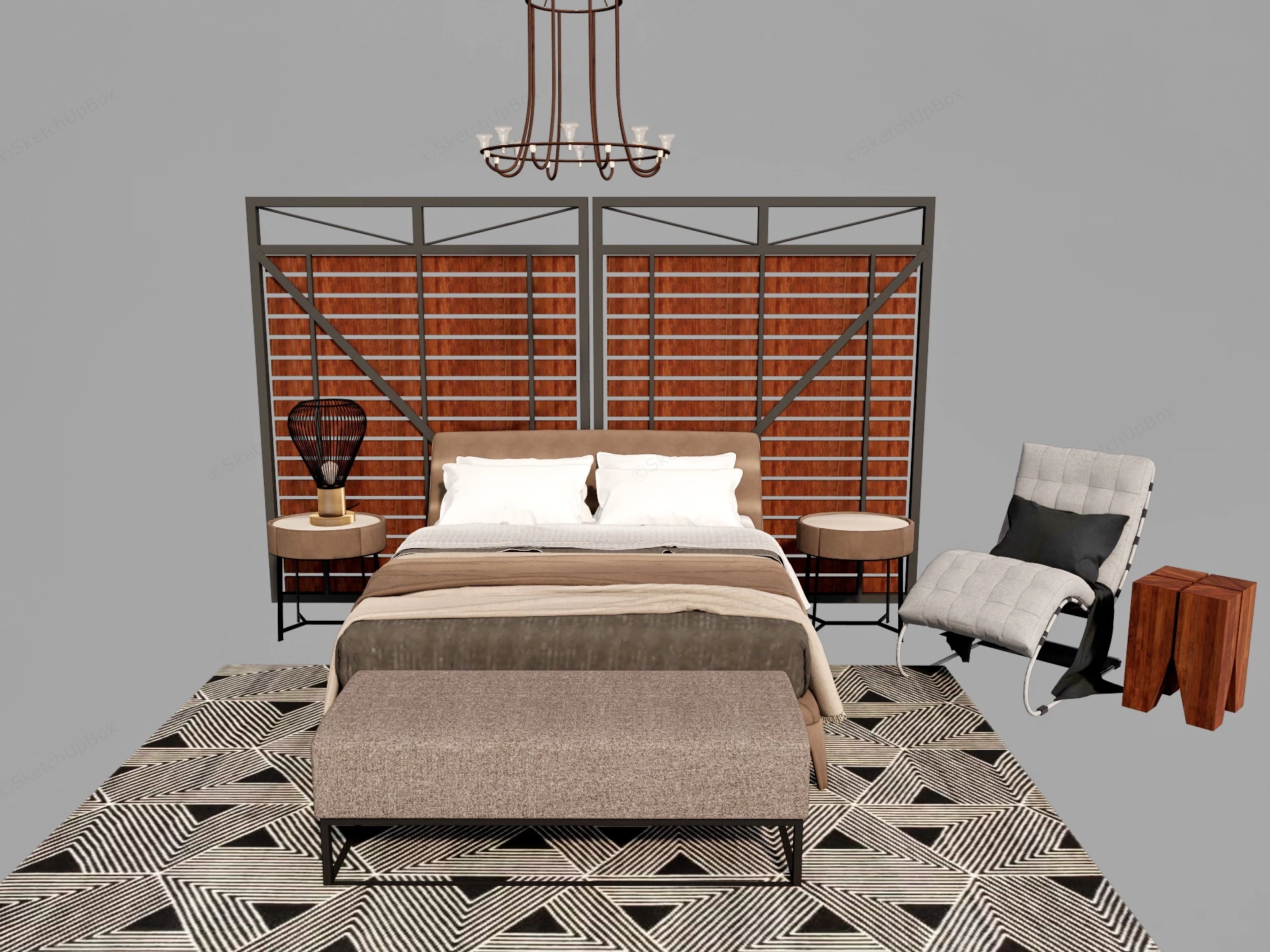 Industrial Bedroom Furniture sketchup model preview - SketchupBox