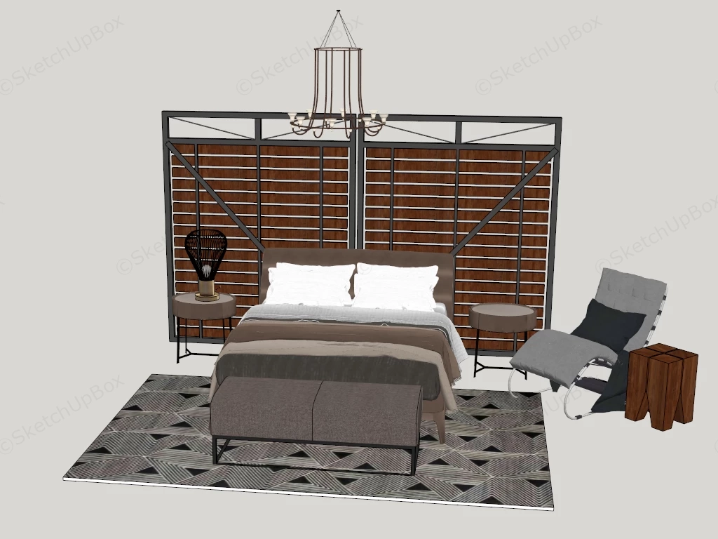 Industrial Bedroom Furniture sketchup model preview - SketchupBox