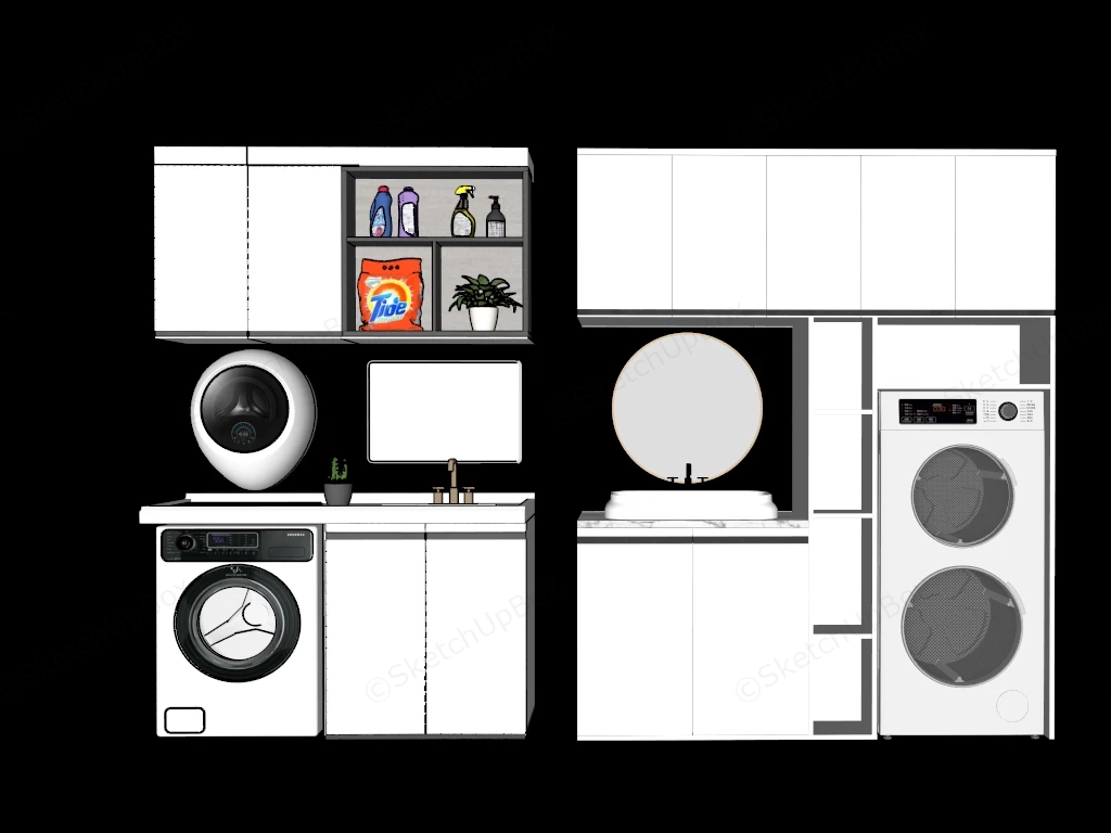 Laundry Room Cabinet Designs sketchup model preview - SketchupBox