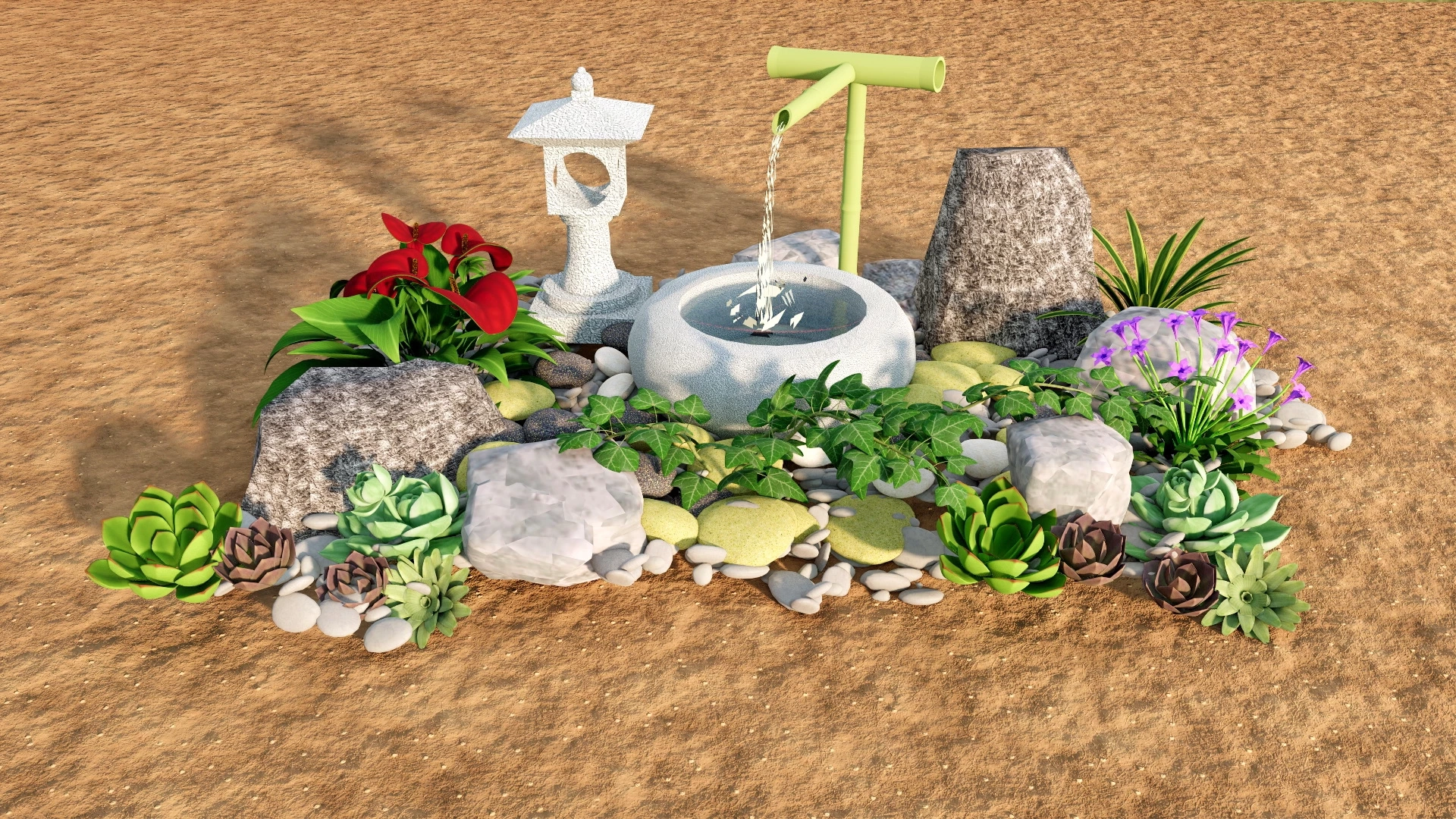 Zen Garden Ornaments sketchup model preview - SketchupBox