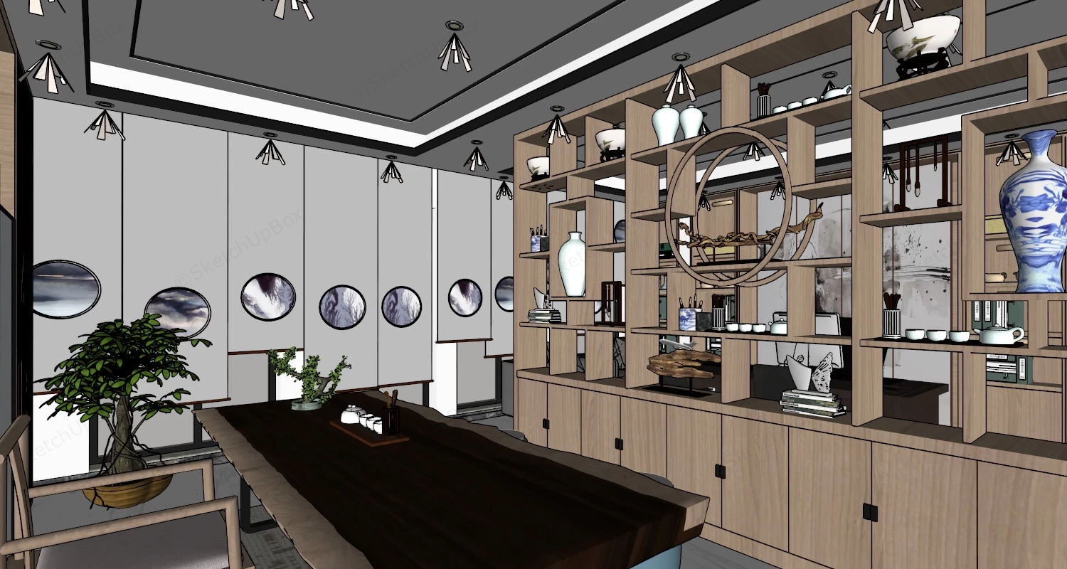 Chinese Style Home Office And Tea Room Combo sketchup model preview - SketchupBox