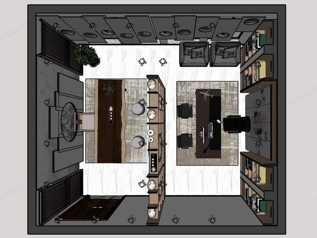 Chinese Style Home Office And Tea Room Combo sketchup model preview - SketchupBox