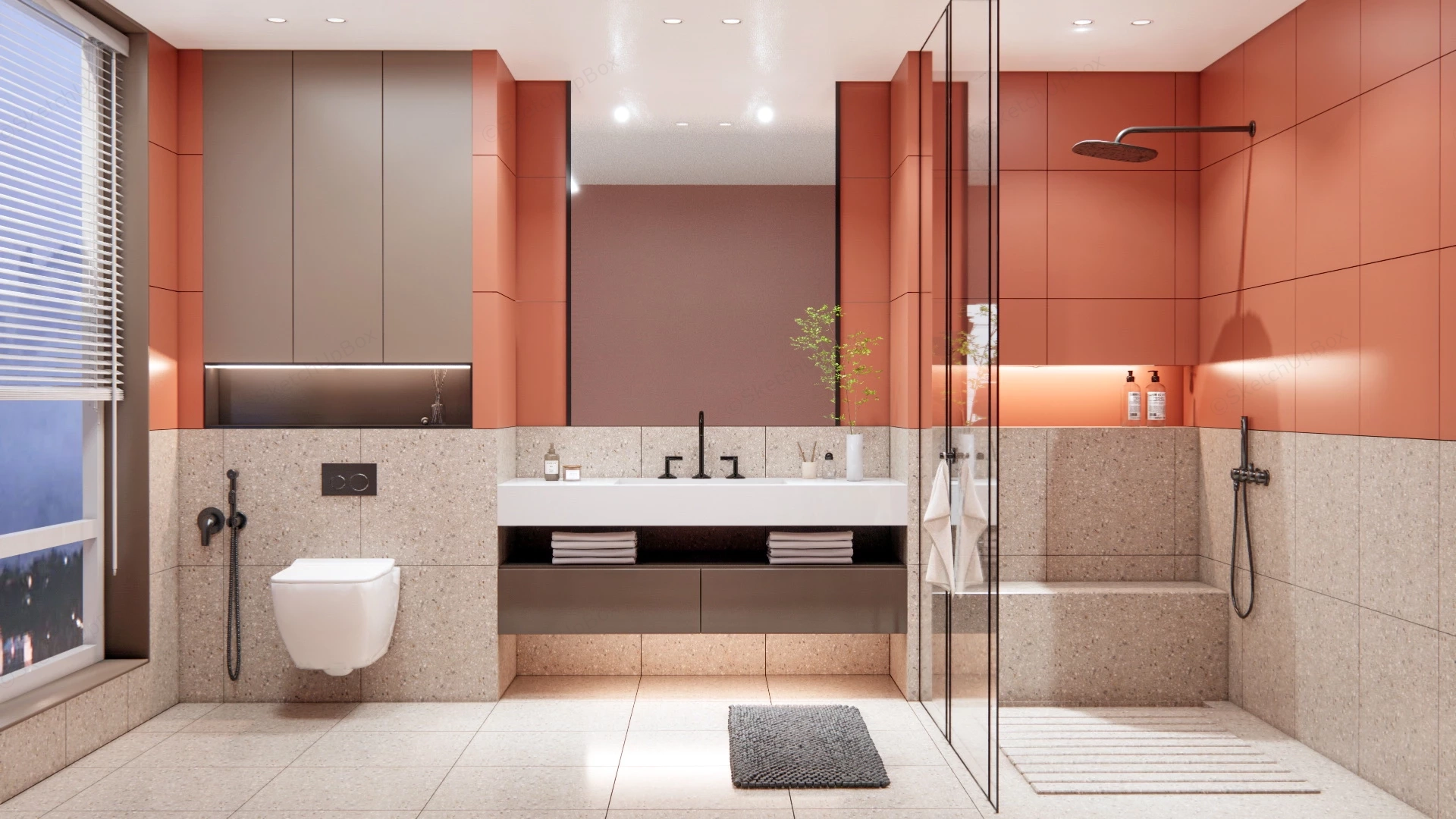 Beautiful Coral Bathroom sketchup model preview - SketchupBox