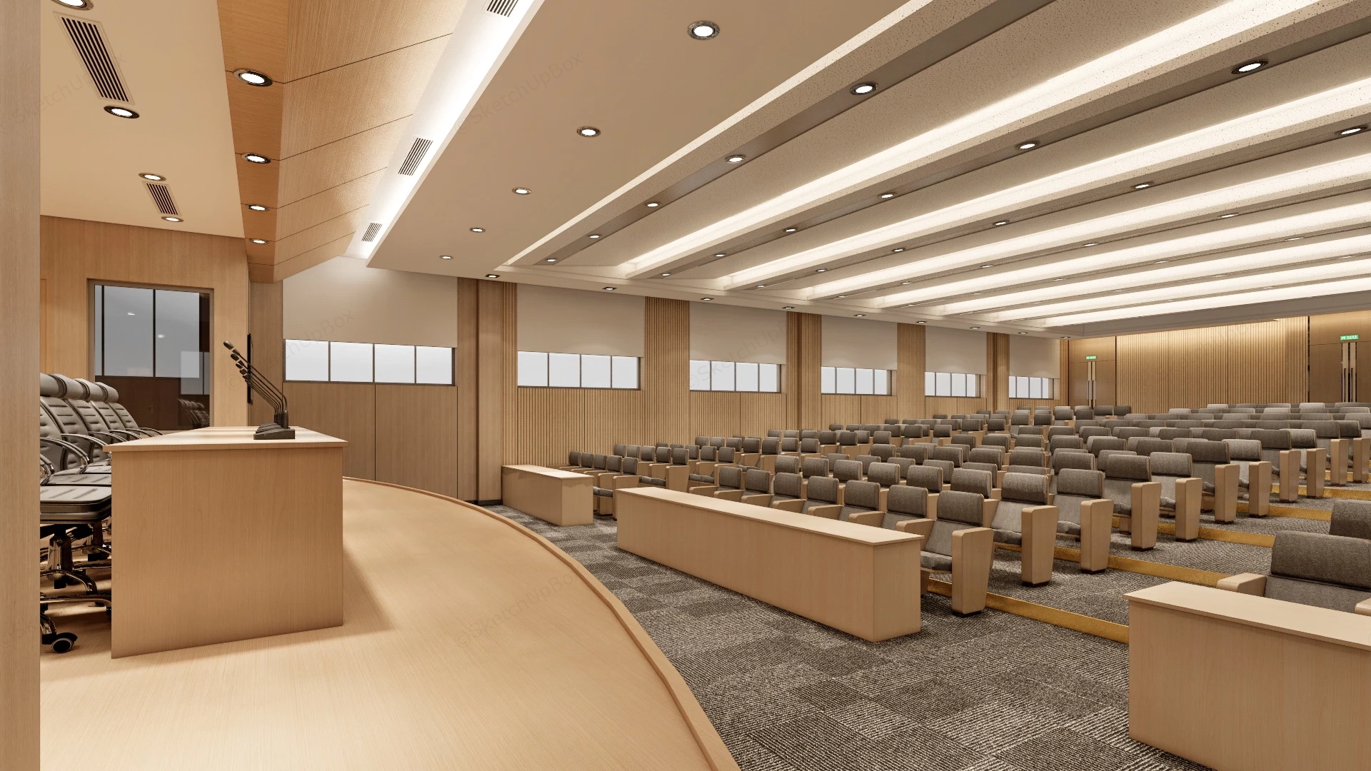 Modern Auditorium Interior Design sketchup model preview - SketchupBox