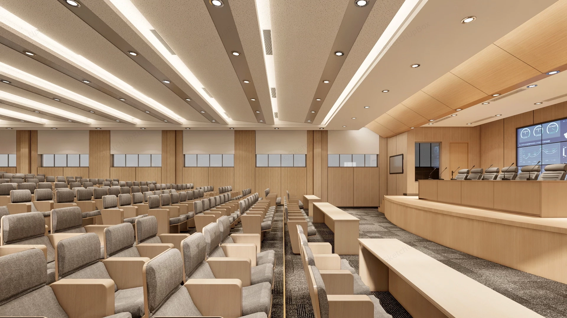 Modern Auditorium Interior Design sketchup model preview - SketchupBox