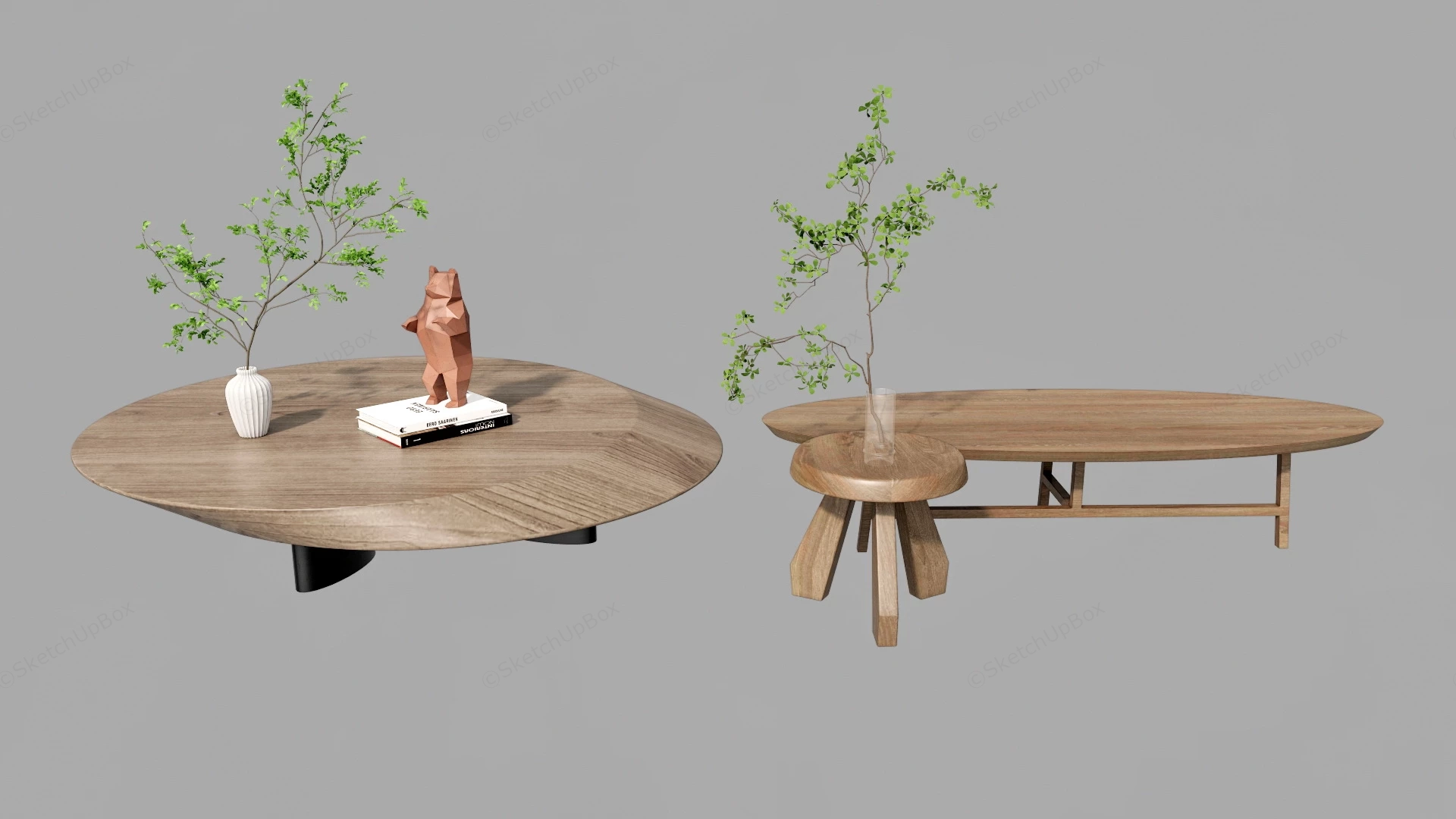Wabi Sabi Wood Coffee Tables sketchup model preview - SketchupBox