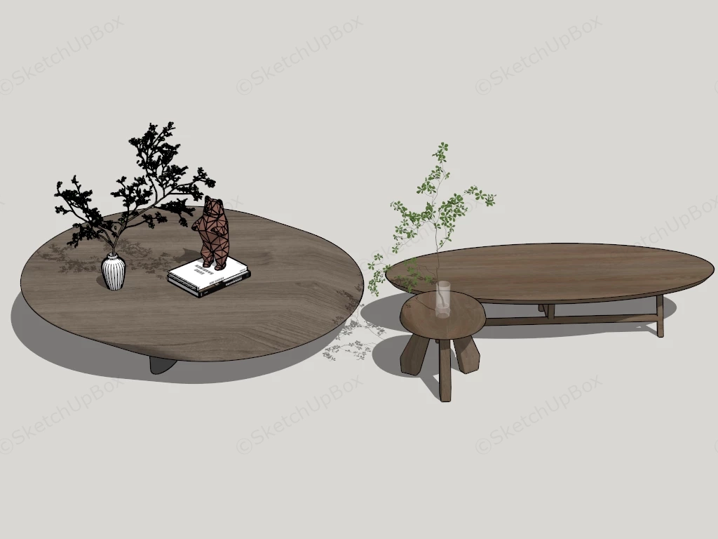 Wabi Sabi Wood Coffee Tables sketchup model preview - SketchupBox
