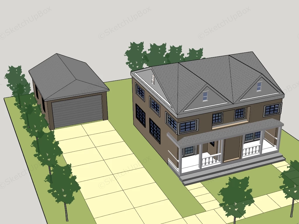 Small Duplex House sketchup model preview - SketchupBox