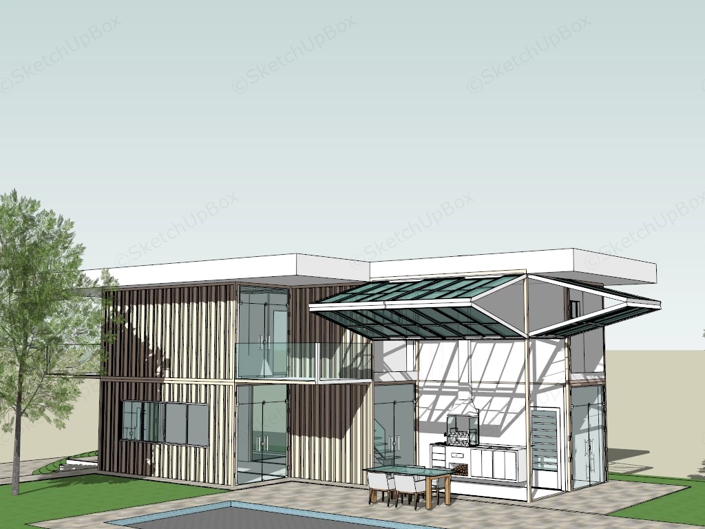 Modern Shipping Container Home sketchup model preview - SketchupBox