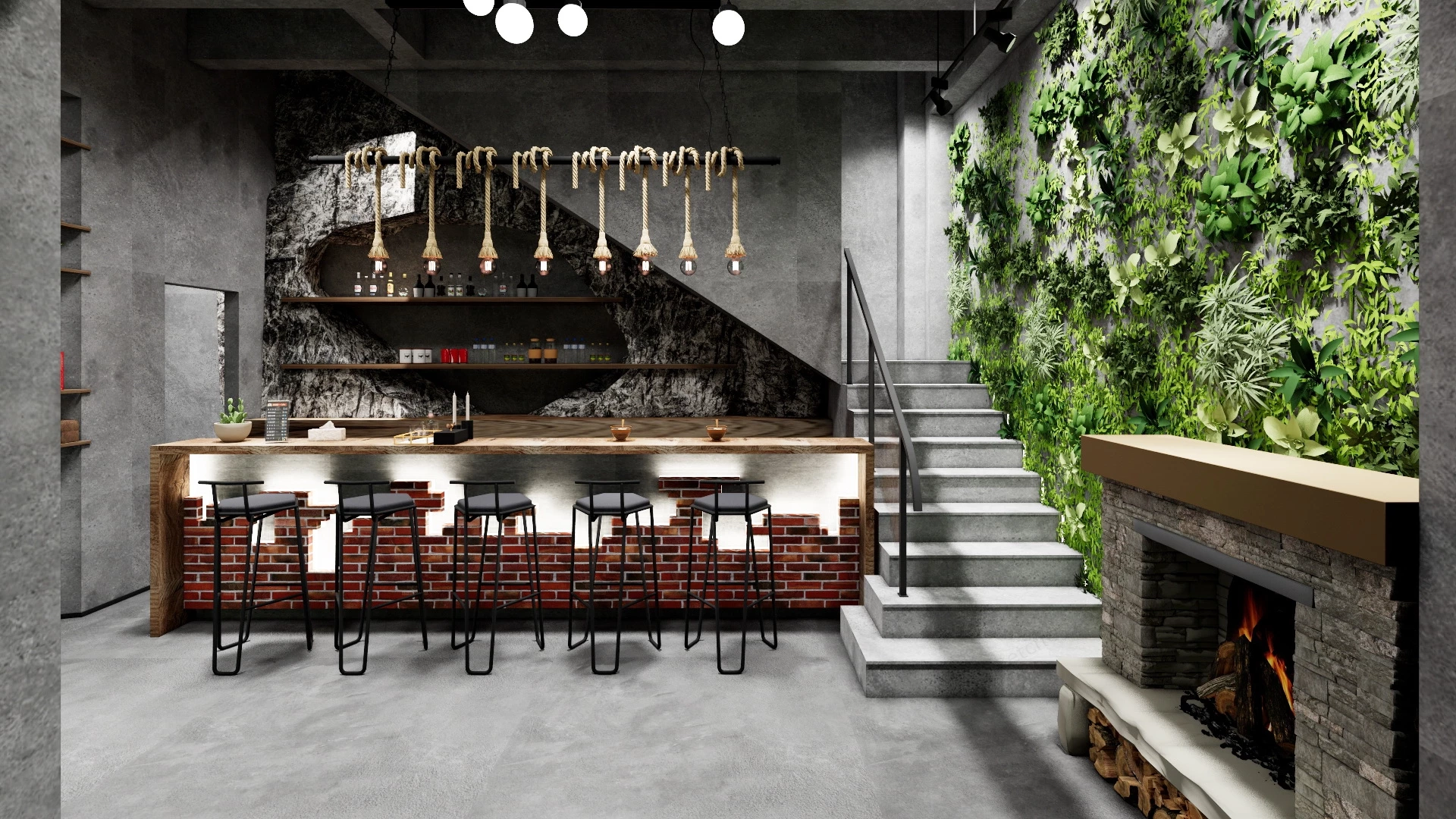 Under Staircase Home Bar Design sketchup model preview - SketchupBox