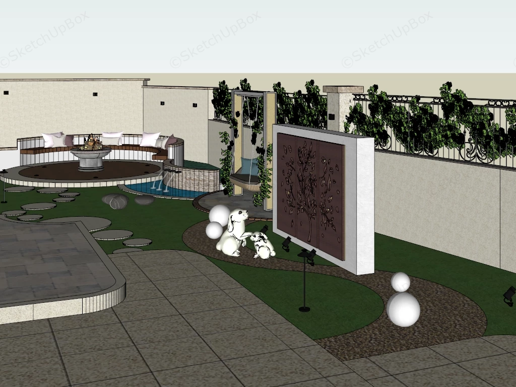 Backyard Landscaping Design sketchup model preview - SketchupBox