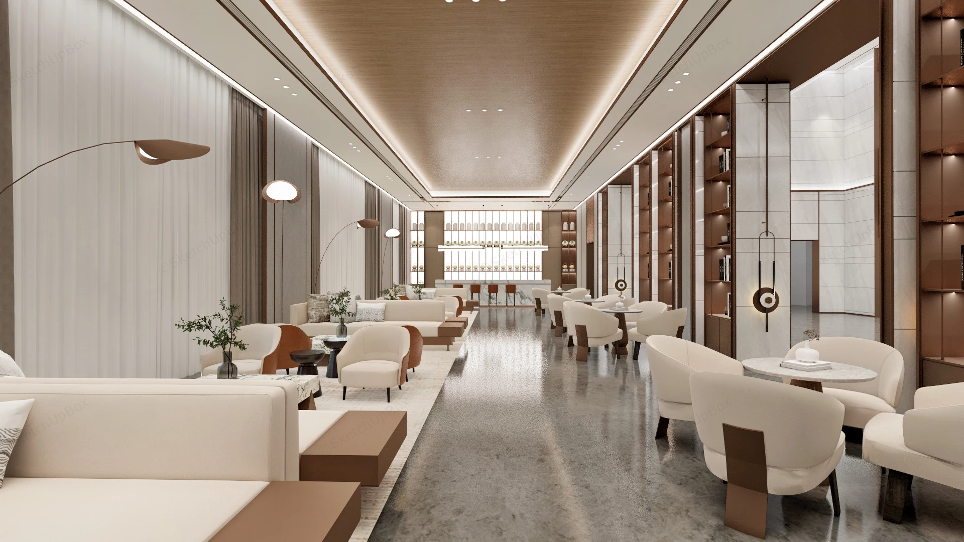 Boutique Hotel Lounge Area Design sketchup model preview - SketchupBox