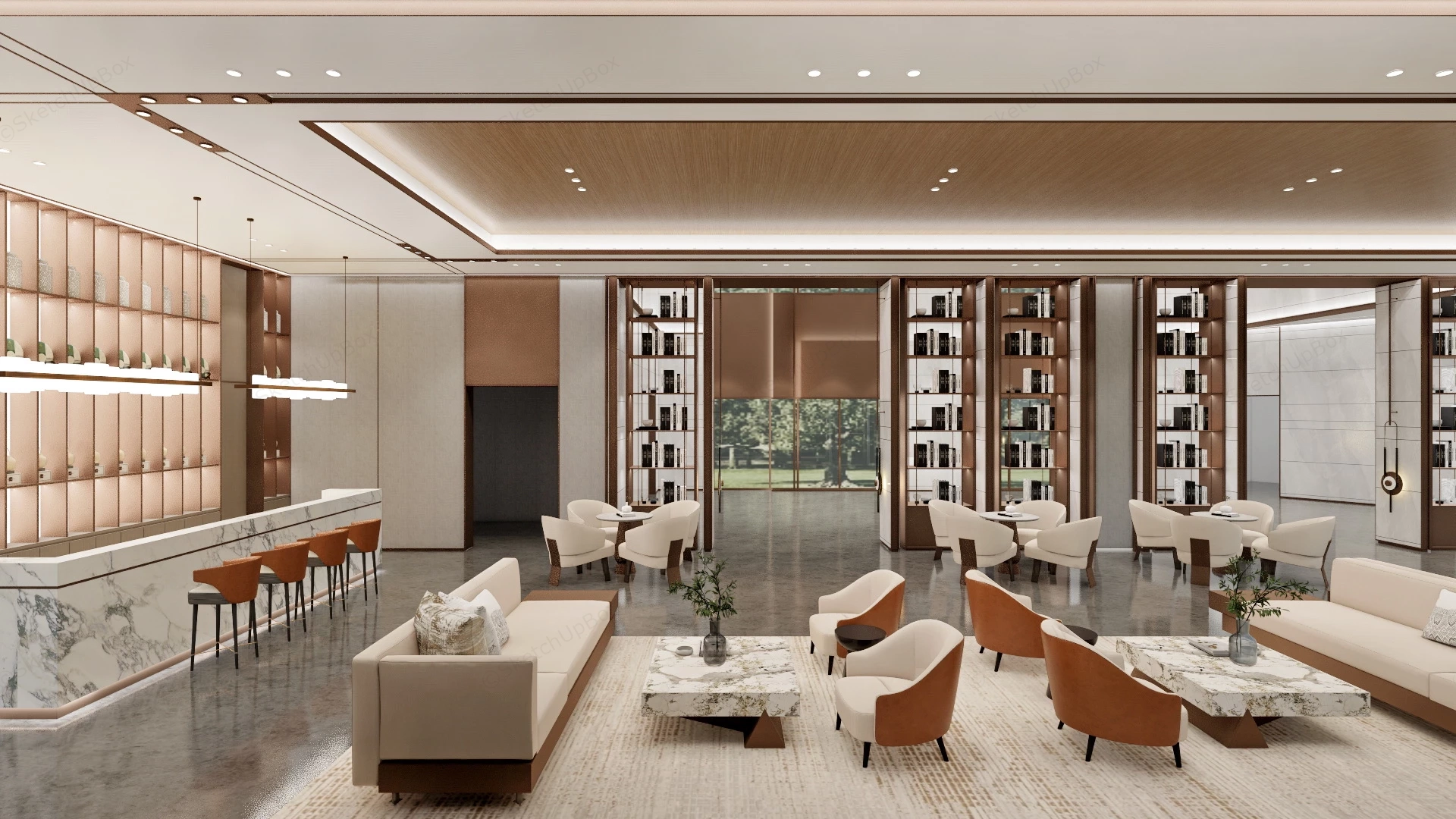 Boutique Hotel Lounge Area Design sketchup model preview - SketchupBox