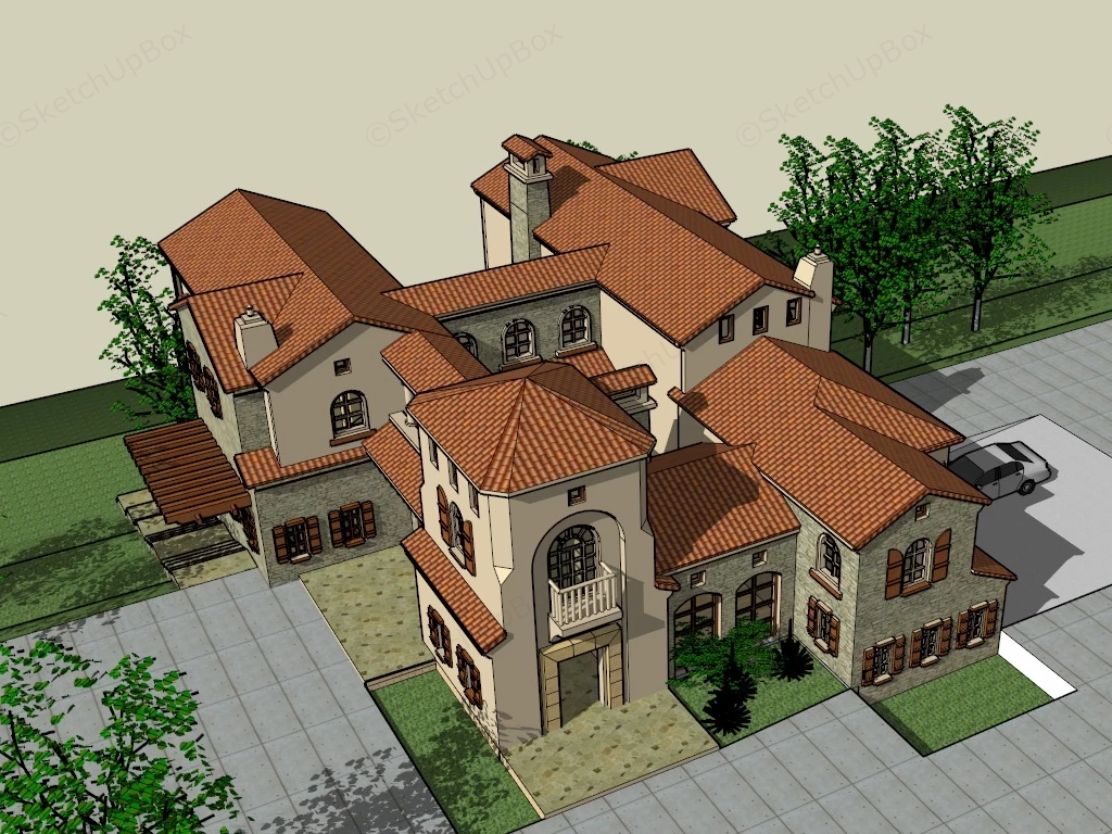 Old Spanish Mansion sketchup model preview - SketchupBox