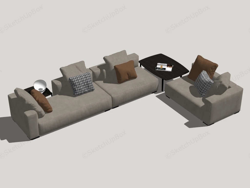 Modern Sectional Sofa With Table sketchup model preview - SketchupBox