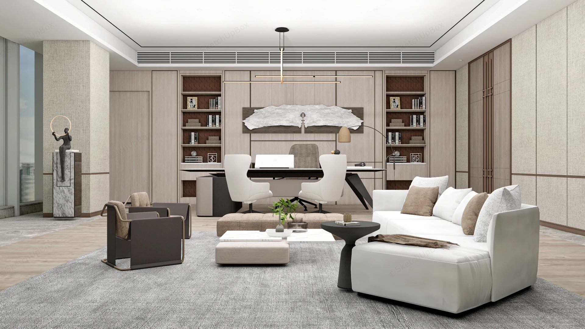 Wabi Sabi Executive Office sketchup model preview - SketchupBox