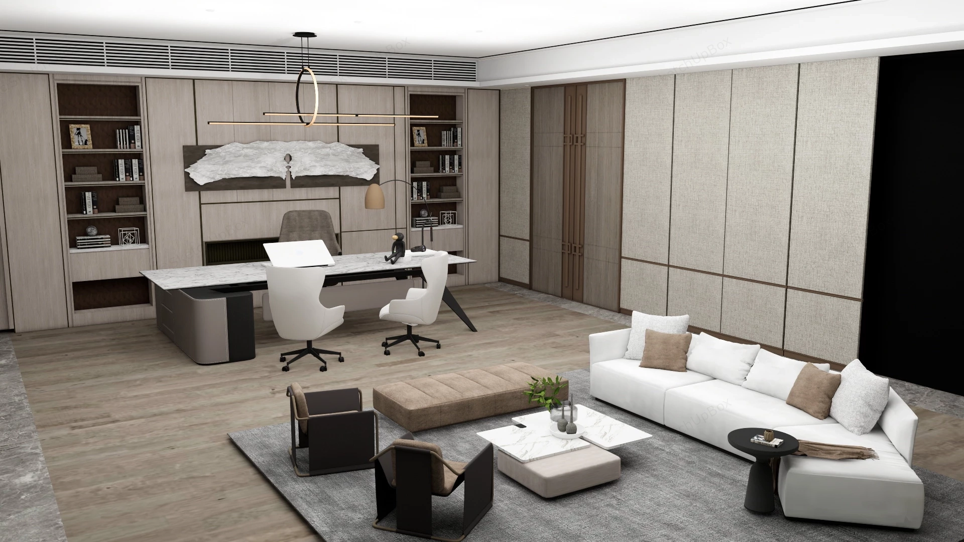 Wabi Sabi Executive Office sketchup model preview - SketchupBox