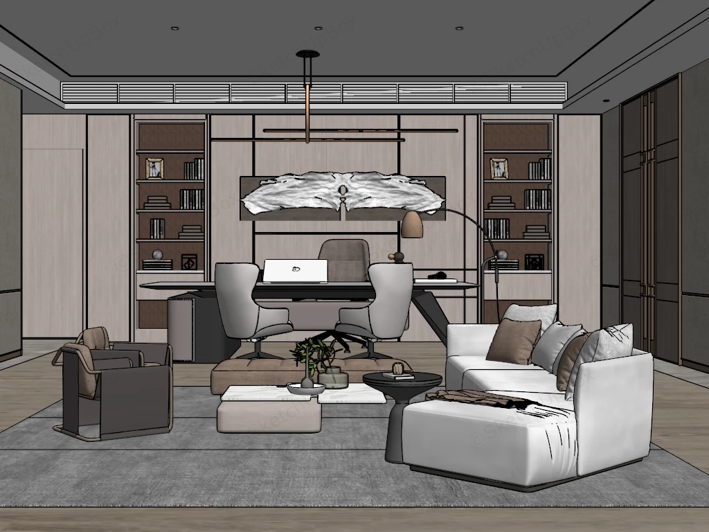 Wabi Sabi Executive Office sketchup model preview - SketchupBox