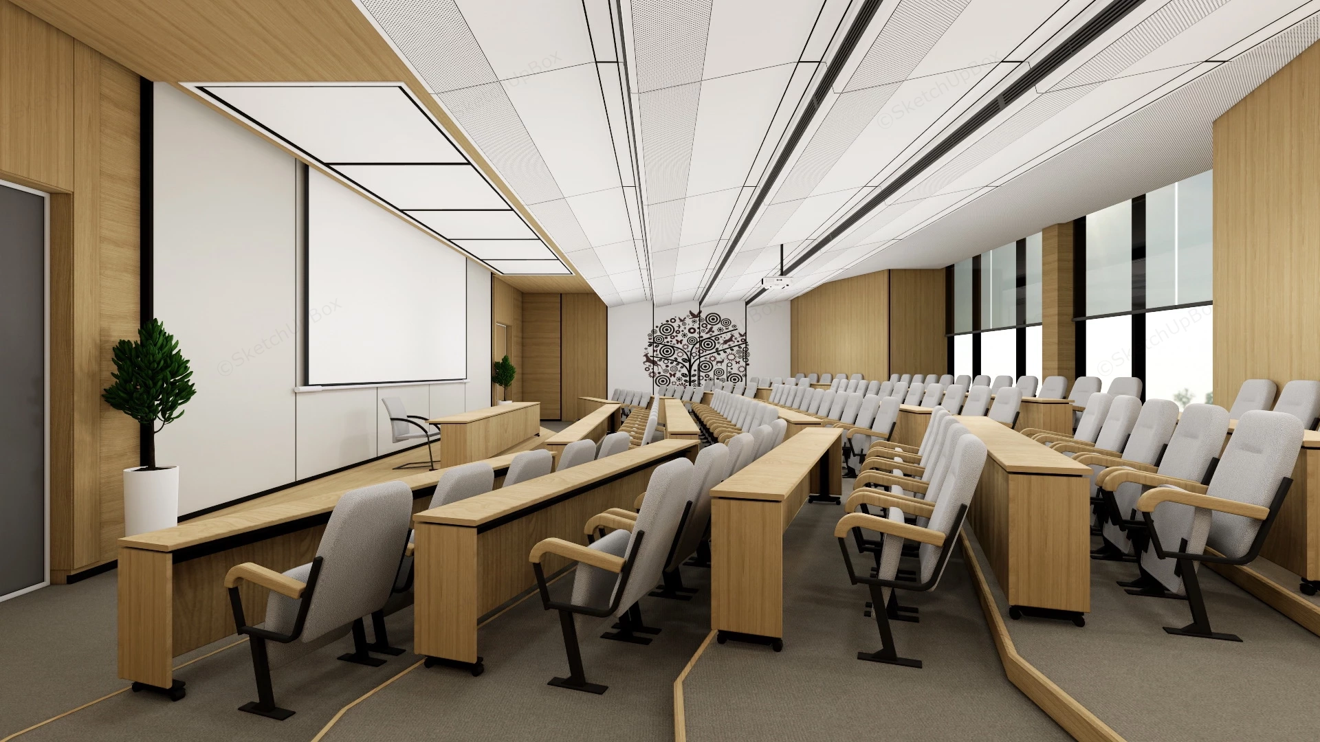 College Lecture Hall sketchup model preview - SketchupBox