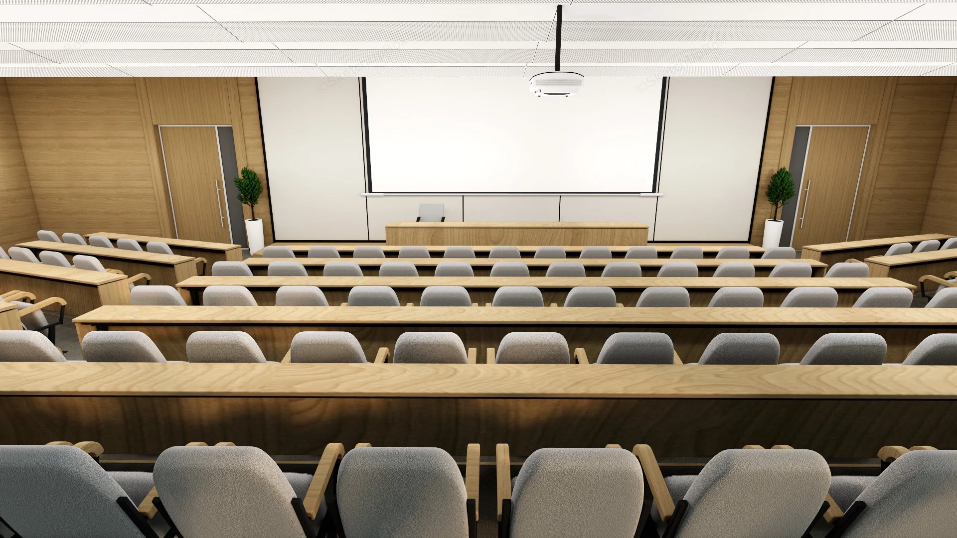 College Lecture Hall sketchup model preview - SketchupBox