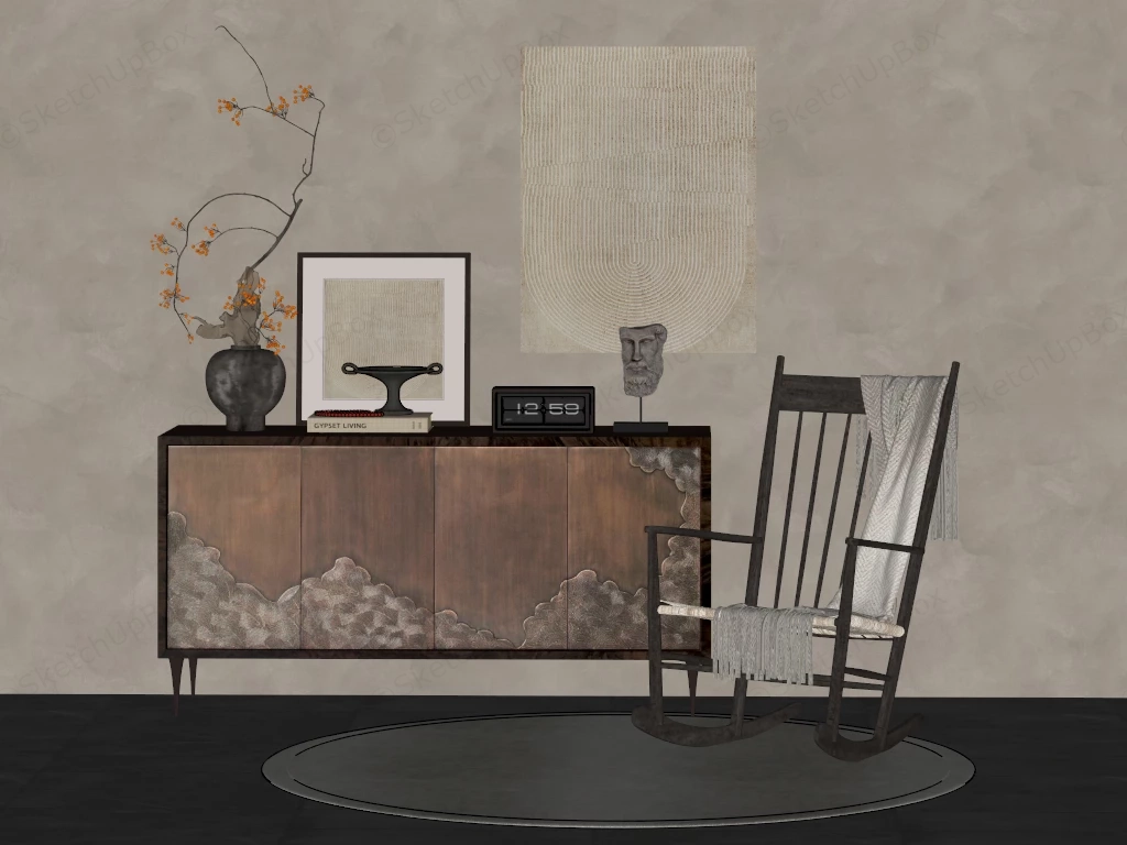 Medieval Style Sideboard And Chair sketchup model preview - SketchupBox