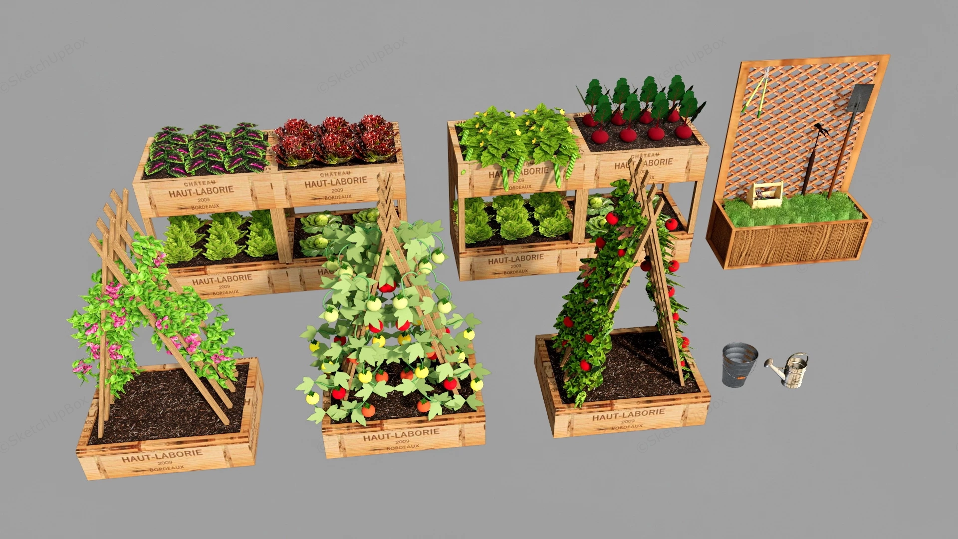 Raised Vegetable Garden Beds sketchup model preview - SketchupBox