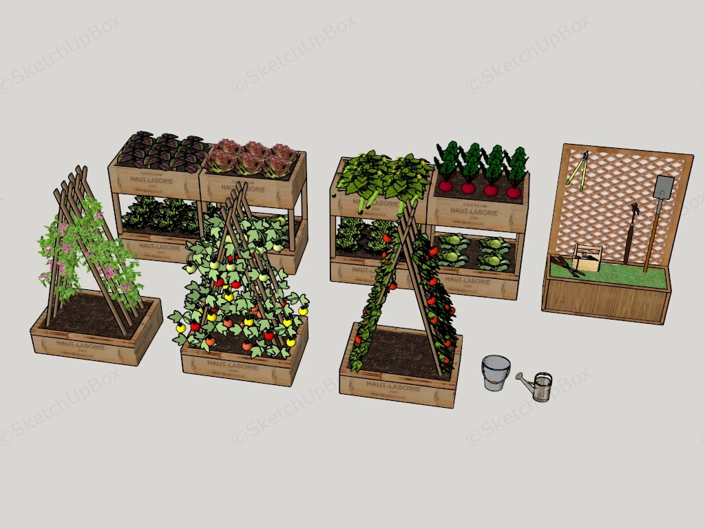 Raised Vegetable Garden Beds sketchup model preview - SketchupBox