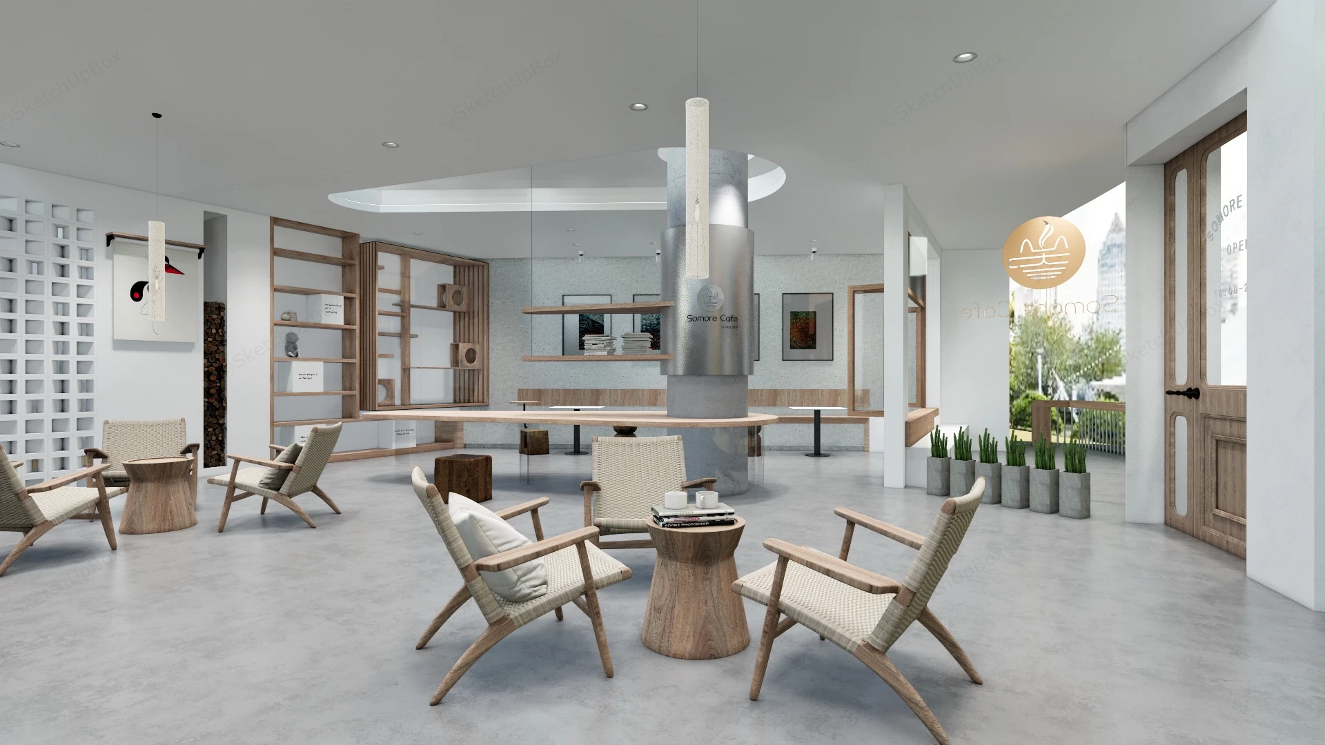 Wabi Sabi Modern Coffee Shop sketchup model preview - SketchupBox