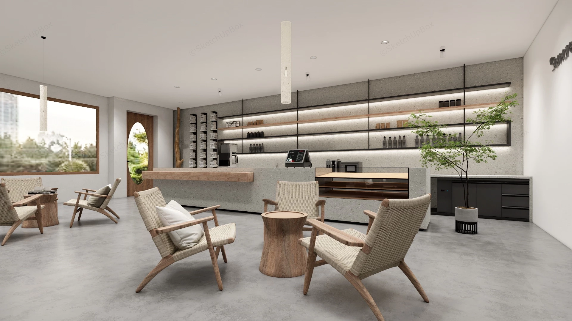 Wabi Sabi Modern Coffee Shop sketchup model preview - SketchupBox