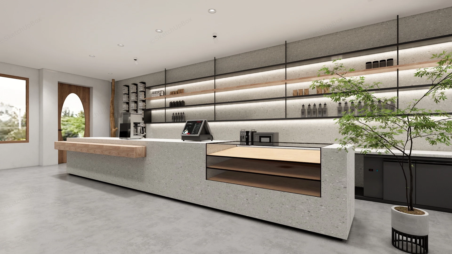 Wabi Sabi Modern Coffee Shop sketchup model preview - SketchupBox