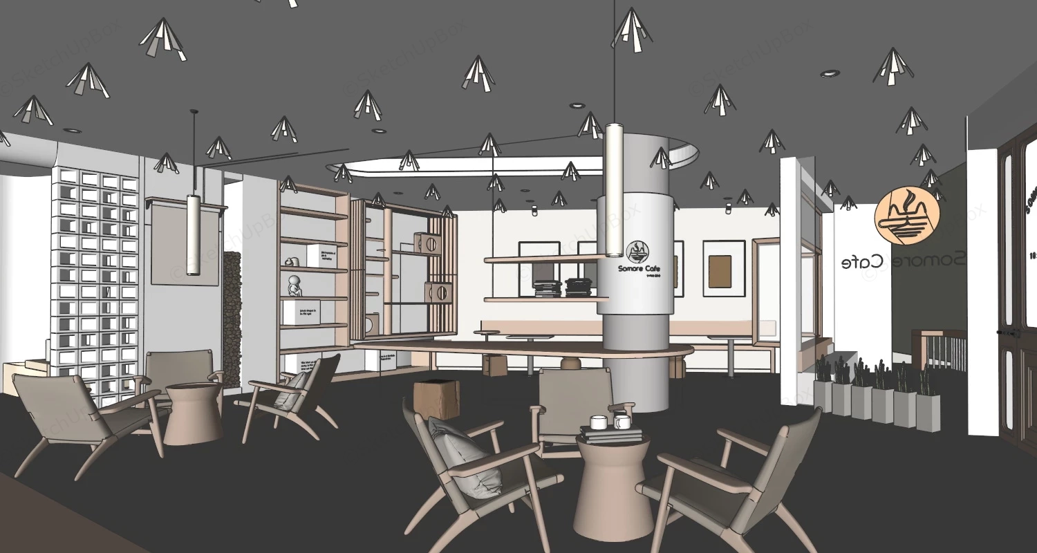 Wabi Sabi Modern Coffee Shop sketchup model preview - SketchupBox