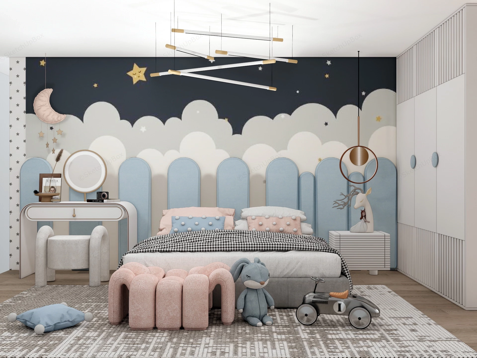 Cute Teenage Girl Bedroom sketchup model preview - SketchupBox