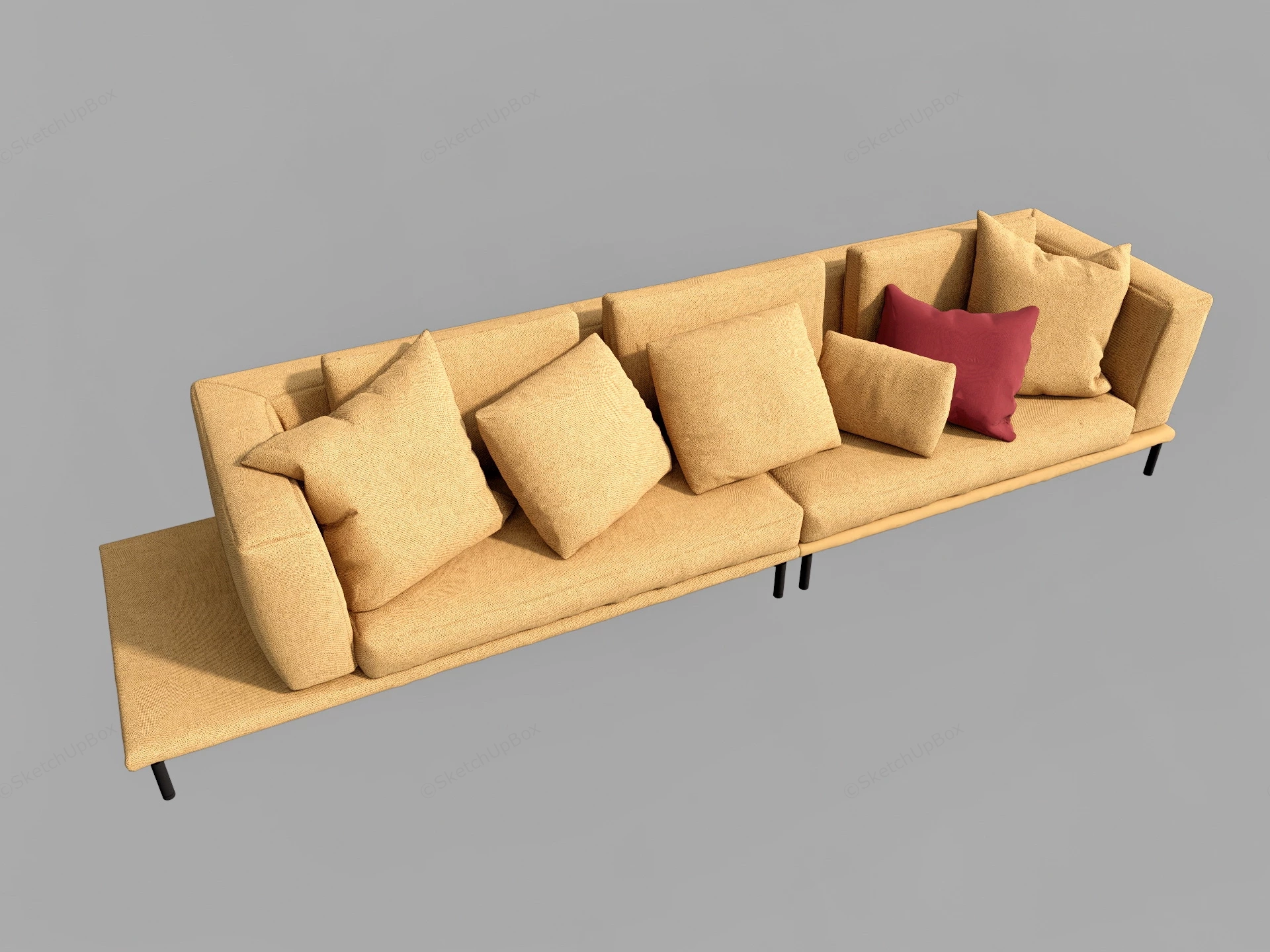 Ginger Colored Sectional Sofa sketchup model preview - SketchupBox