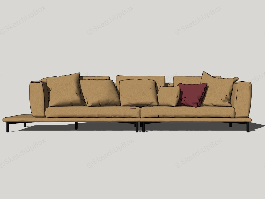 Ginger Colored Sectional Sofa sketchup model preview - SketchupBox