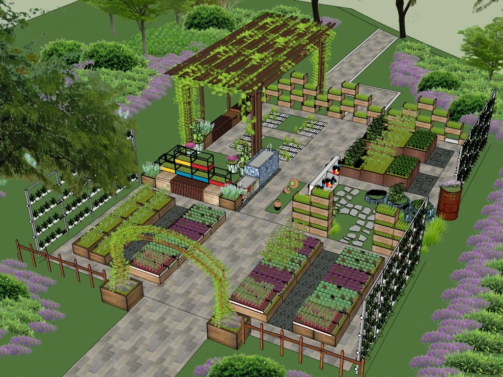 Vegetable Garden Design sketchup model preview - SketchupBox