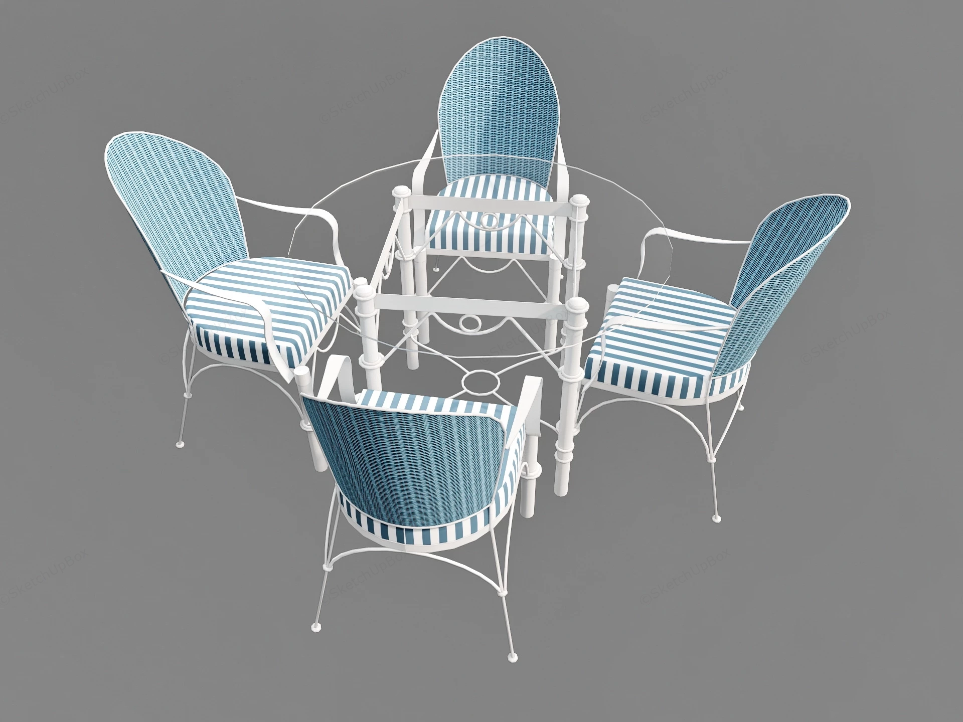5 Piece White Patio Dining Set sketchup model preview - SketchupBox