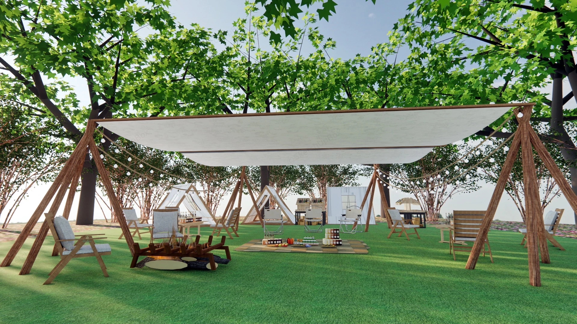 Camping Picnic Tent Campground sketchup model preview - SketchupBox