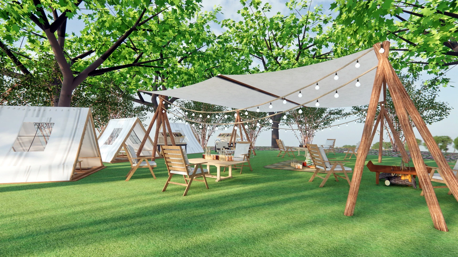 Camping Picnic Tent Campground sketchup model preview - SketchupBox