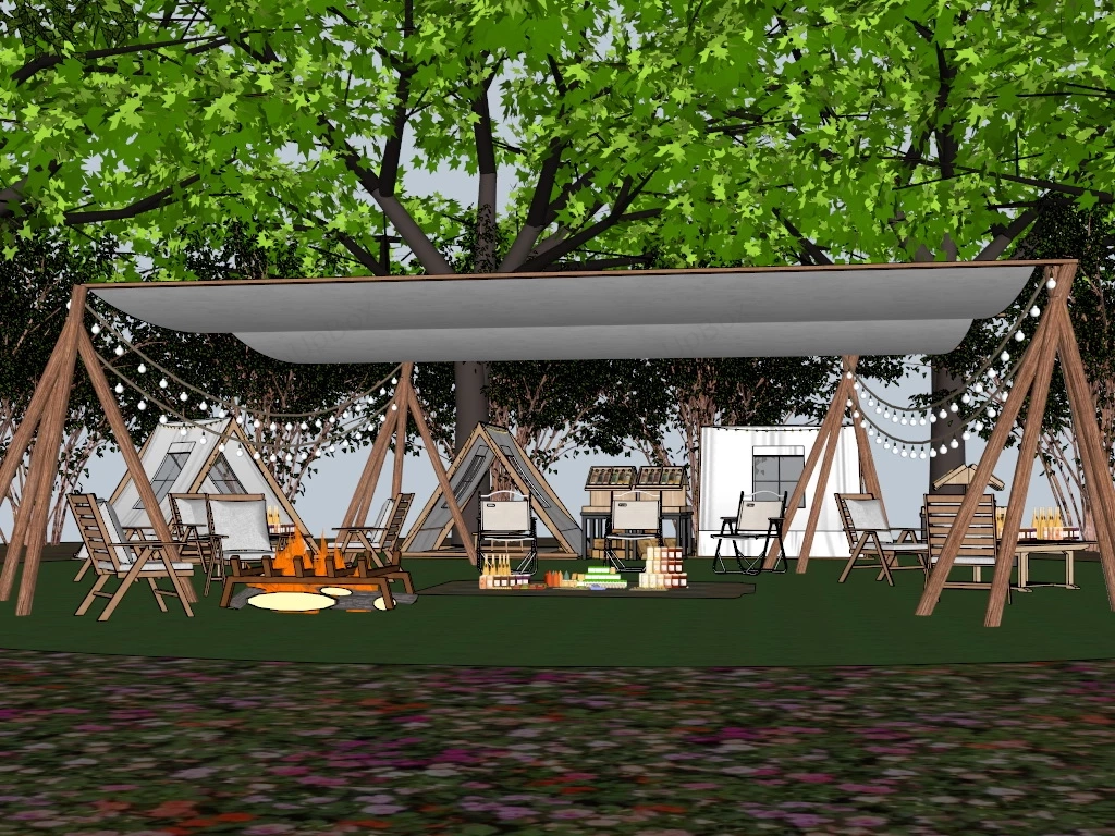 Camping Picnic Tent Campground sketchup model preview - SketchupBox