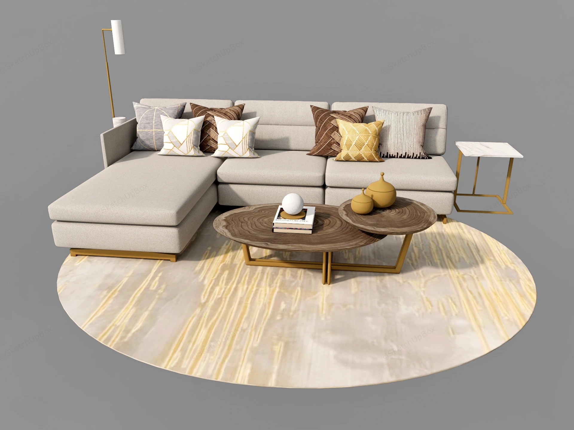 L Shape Living Room Sofa Set sketchup model preview - SketchupBox