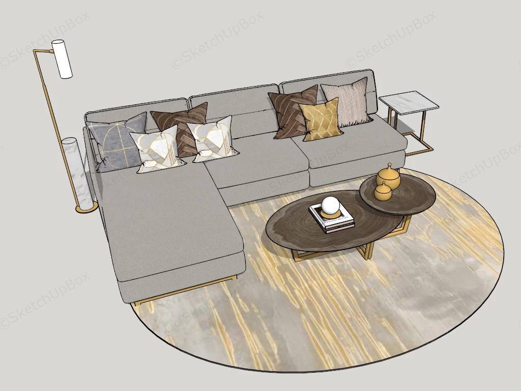 L Shape Living Room Sofa Set sketchup model preview - SketchupBox