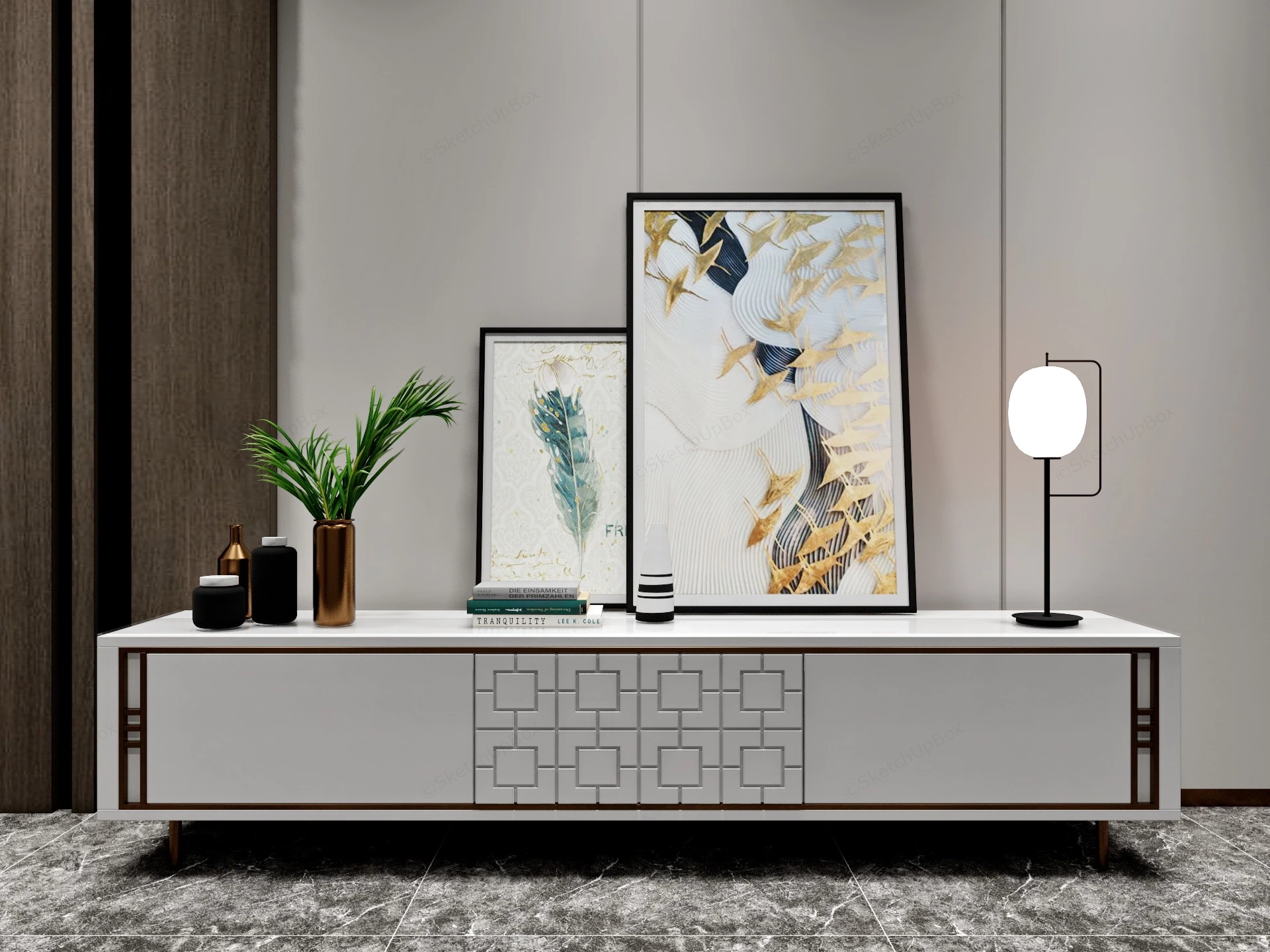 Asian Style Sideboard sketchup model preview - SketchupBox