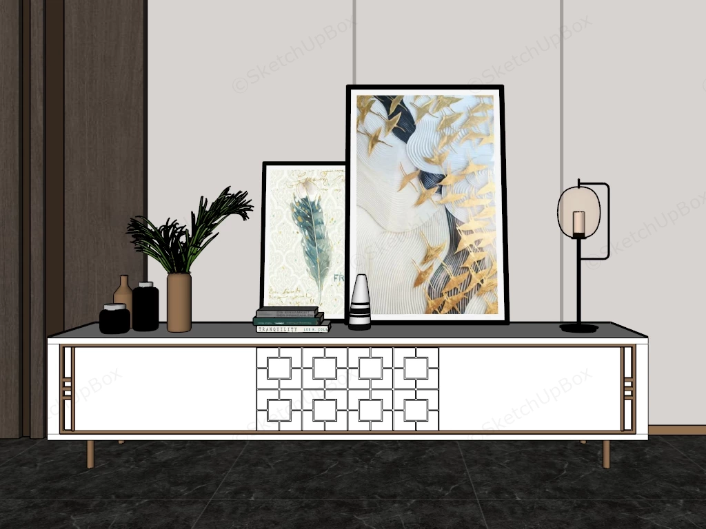 Asian Style Sideboard sketchup model preview - SketchupBox