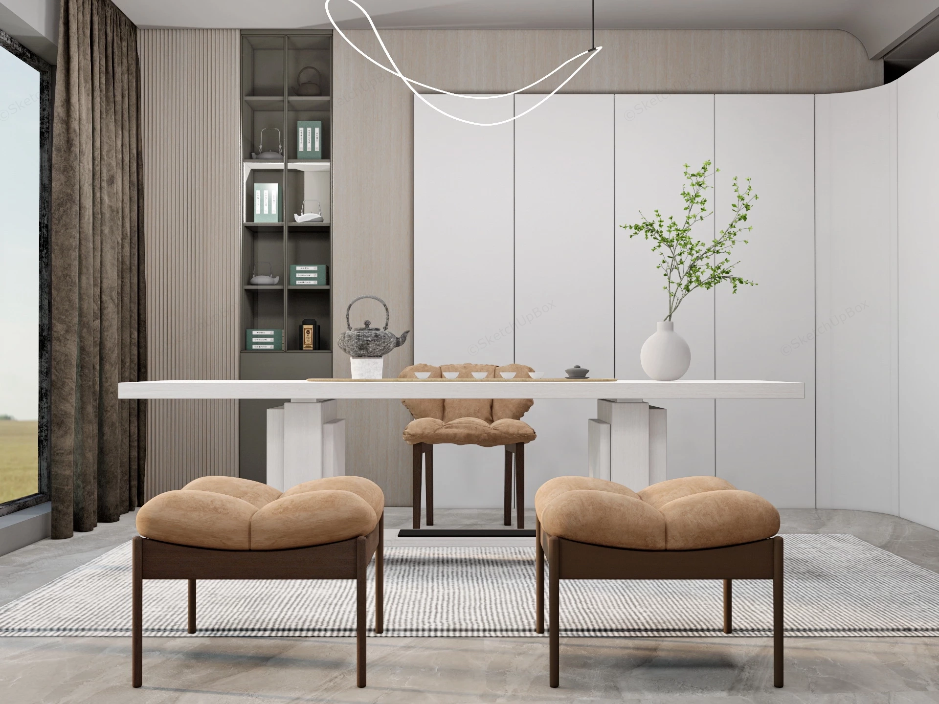 Modern Chinese Tea Room sketchup model preview - SketchupBox