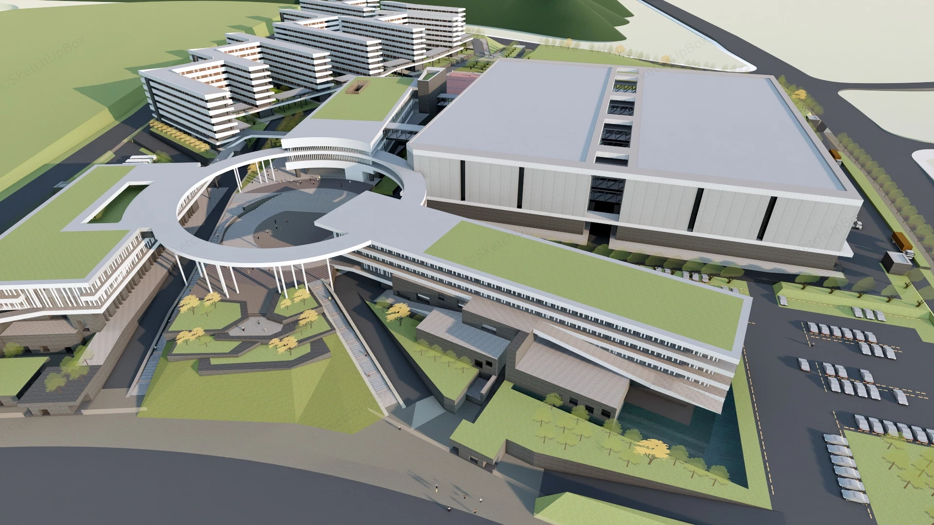 Modern Industrial Park Master Plan sketchup model preview - SketchupBox